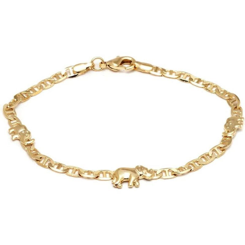 18K Gold Plated Flat Marina Elephant Anklet 10" Bracelets - DailySale
