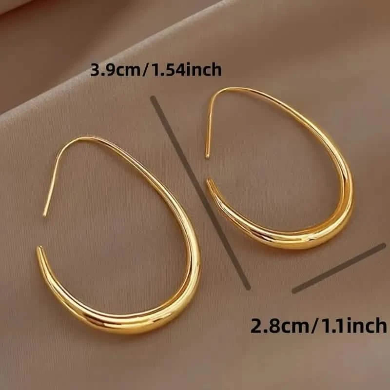 18K Gold Plated Glossy Minimalist Water Drop Design Hoop Earrings Copper Earrings - DailySale