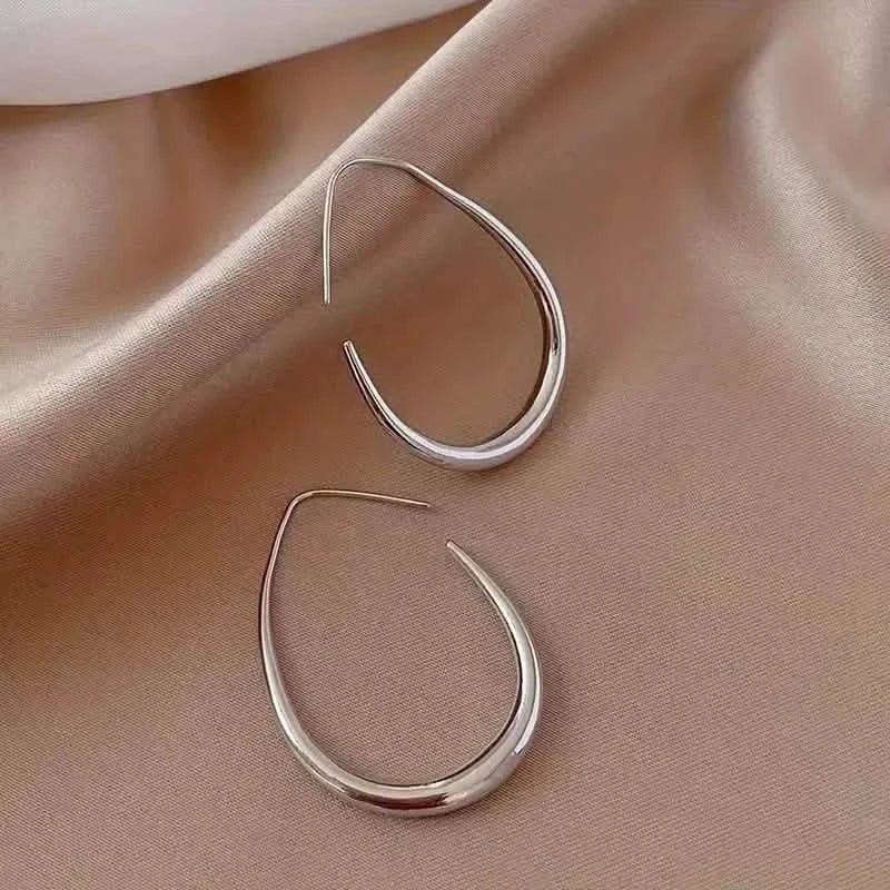 18K Gold Plated Glossy Minimalist Water Drop Design Hoop Earrings Copper Earrings - DailySale