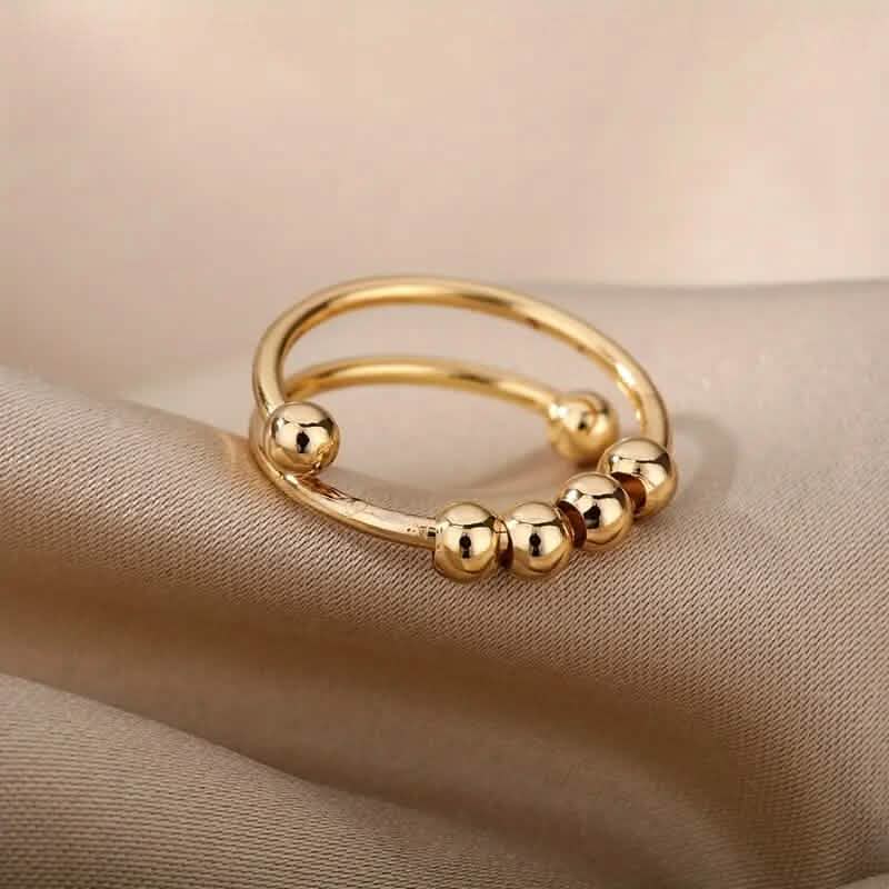 18K Gold Spinning Beads Anxiety Ring Rings - DailySale