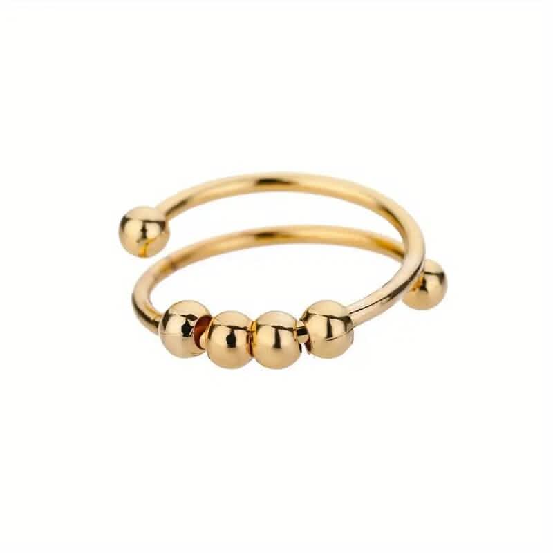 18K Gold Spinning Beads Anxiety Ring Rings - DailySale