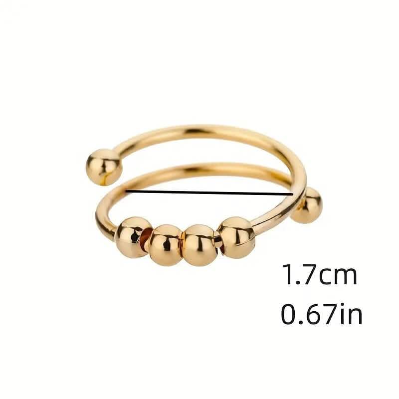 18K Gold Spinning Beads Anxiety Ring Rings - DailySale