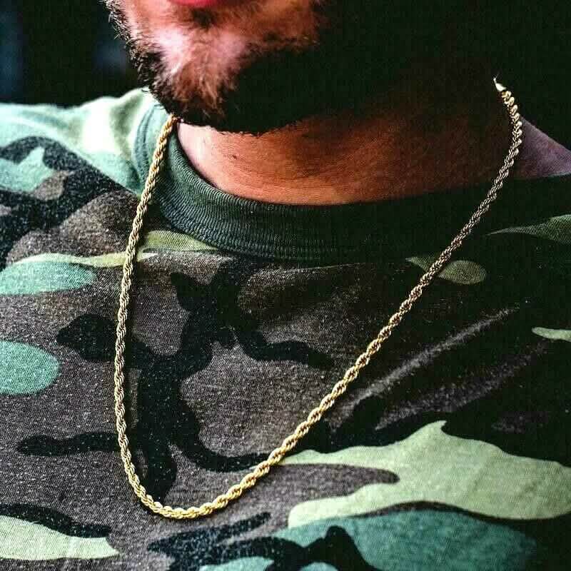 18K Solid Gold 3MM Rope Chain Necklace Necklaces 7" - DailySale