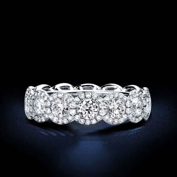 18kt White Gold Plated Simulated Diamond Eternity Band Ring Rings - DailySale