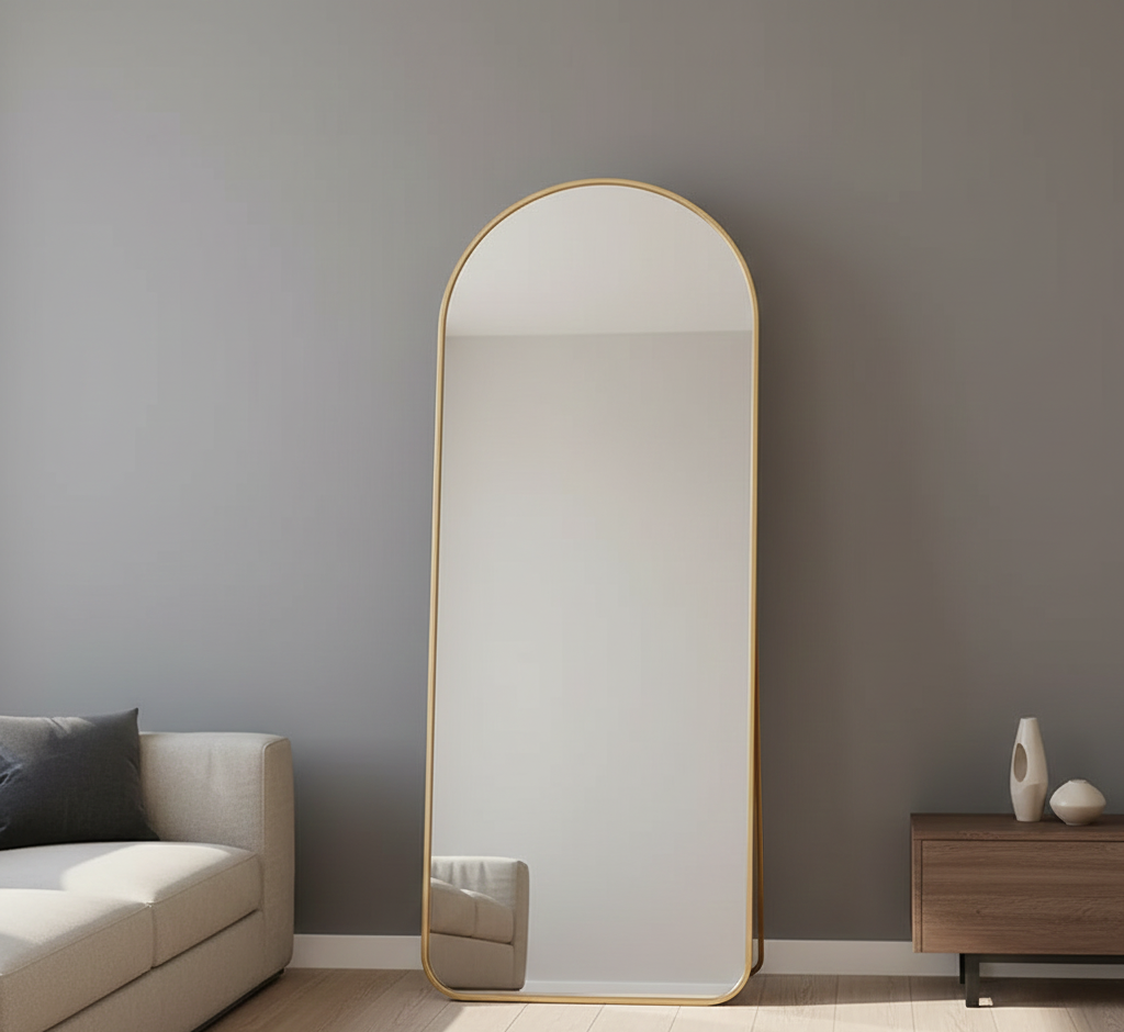 Full-Length Arched Floor Mirror with Stand - Multiple Size