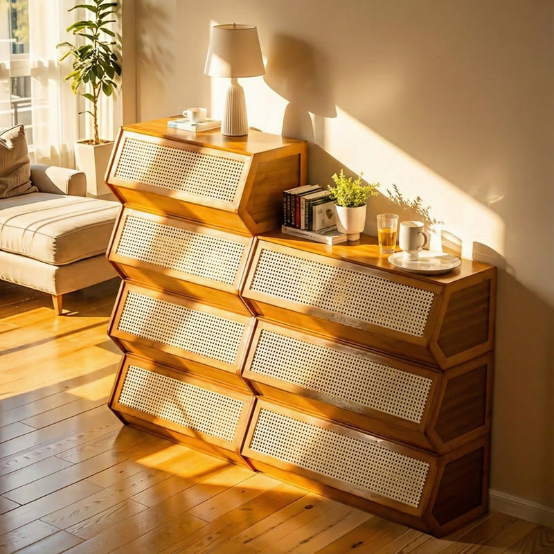Slim Bamboo Shoe Cabinet with 3 Flip Drawers