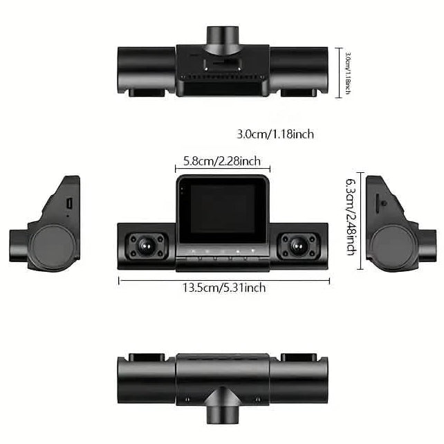 4-Channel Car DVR Dash Cam – 1080P Front, 720P Side & Rear, Night Vision