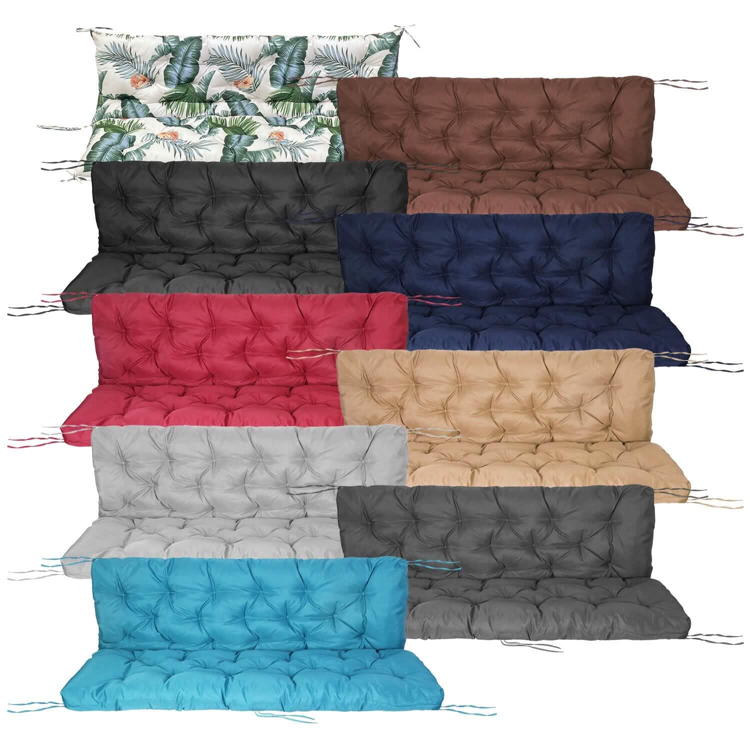 2-3 Seater Swing Cushion Replacement Swing Beach Pads with Backrest 8-Tie Straps Furniture & Decor - DailySale