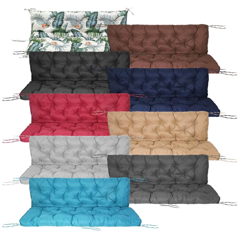 2-3 Seater Swing Cushion Replacement Swing Beach Pads with Backrest 8-Tie Straps Furniture & Decor - DailySale