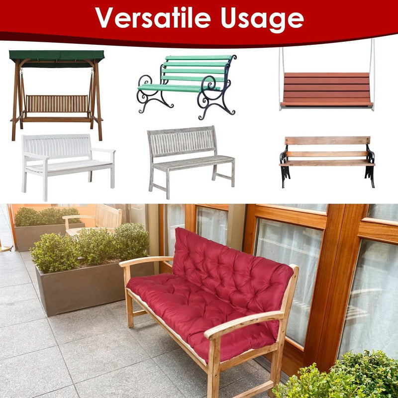 2-3 Seater Swing Cushion Replacement Swing Beach Pads with Backrest 8-Tie Straps Furniture & Decor - DailySale