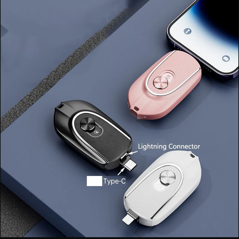 2-in-1 Connector Power Station Portable Charger Mini Emergency Keychain Power Bank Mobile Accessories - DailySale