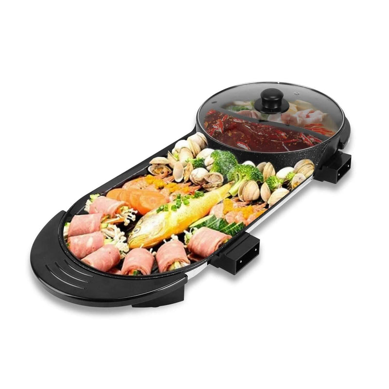2-in-1 Electric Hot Pot with Bbq Grill Cooker 2200W Kitchen Appliances - DailySale