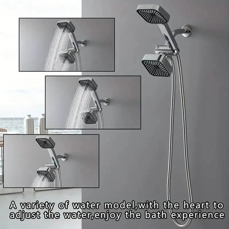 2-in-1 Handheld & Rainfall Shower Head Set with Long Hose and T-Valve Bath - DailySale