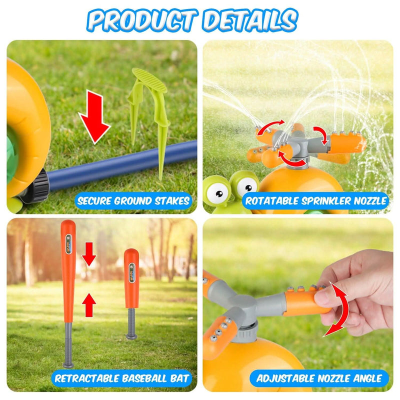 2-in-1 Snail Water Sprinkler Baseball Toy with 2 Sprinkler Nozzles Toys & Games - DailySale