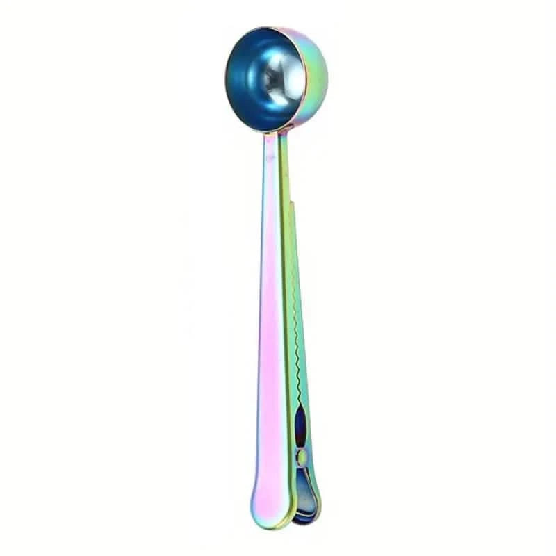 2-in-1 Stainless Steel Coffee Spoon and Sealing Clip Kitchen Tools & Gadgets Rainbow - DailySale