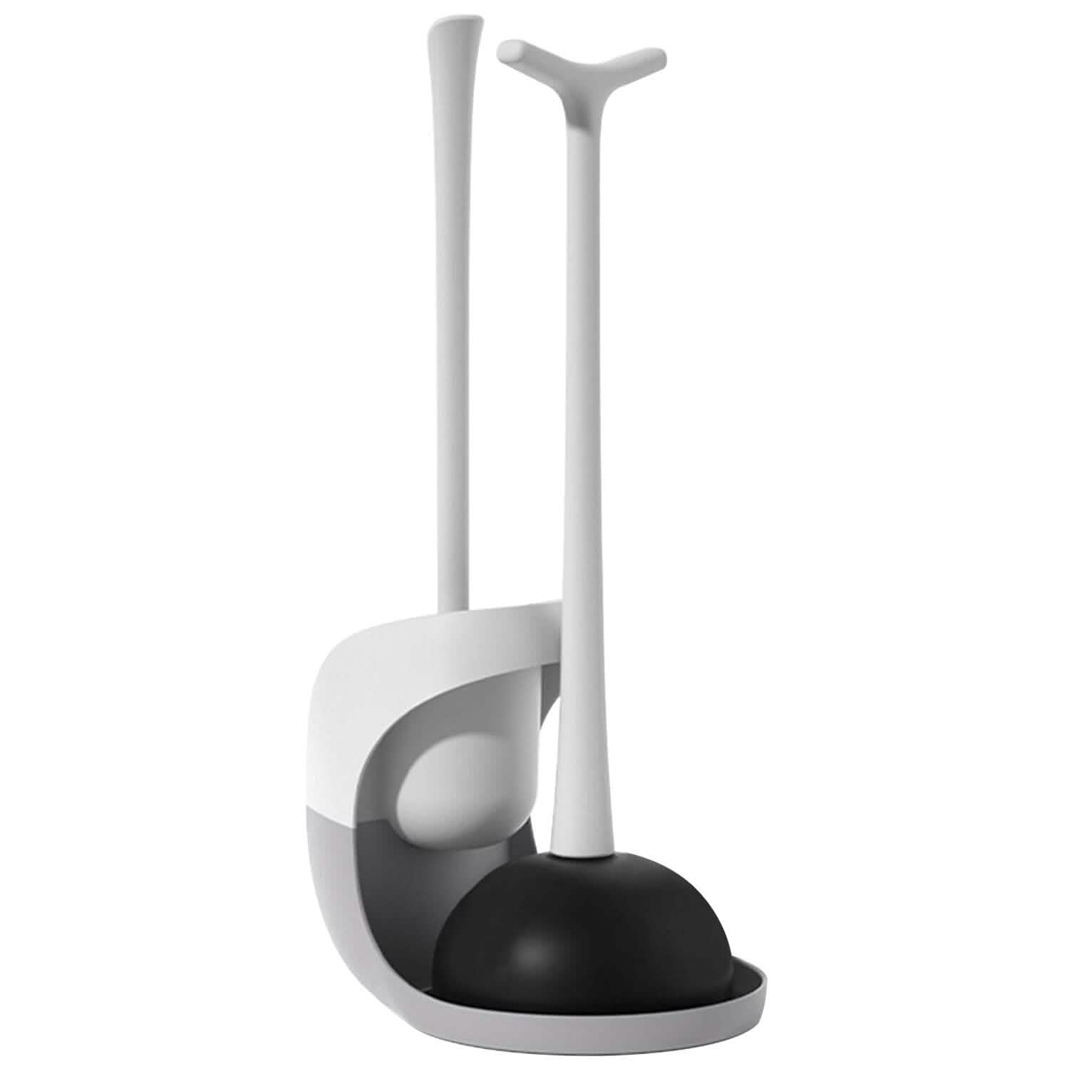 2-in-1 Toilet Plunger and Brush Combo Set with Ventilated Holder Bath Black - DailySale