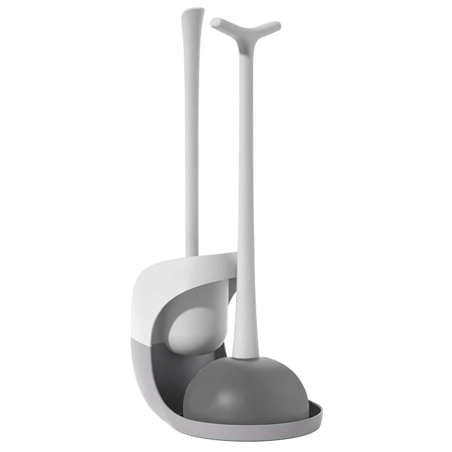 2-in-1 Toilet Plunger and Brush Combo Set with Ventilated Holder Bath Gray - DailySale