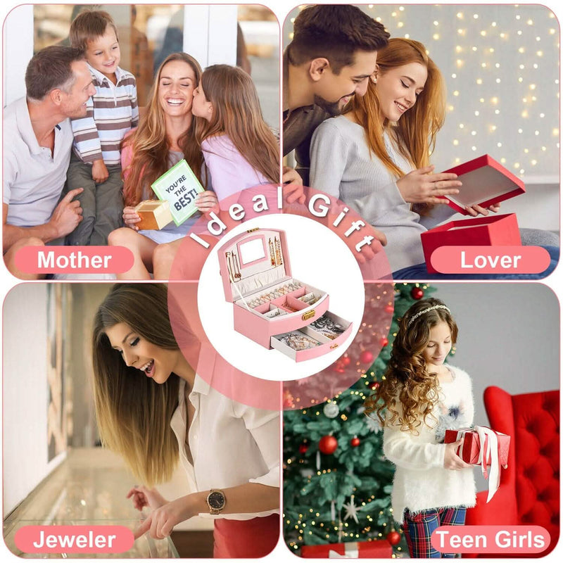 2-Layer Lockable Leather Jewelry Box Closet & Storage - DailySale