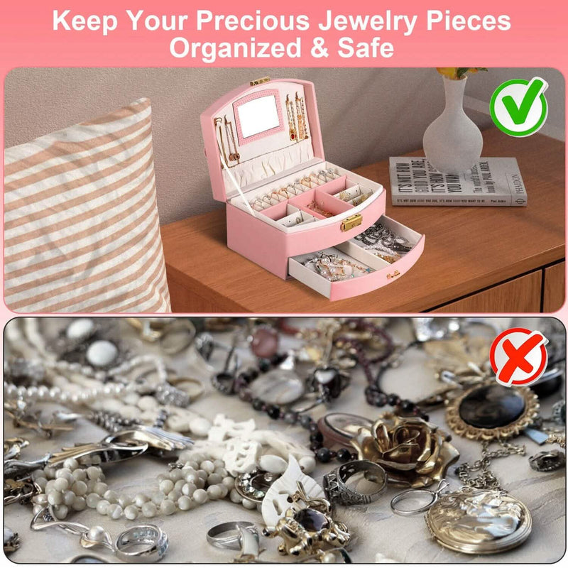 2-Layer Lockable Leather Jewelry Box Closet & Storage - DailySale
