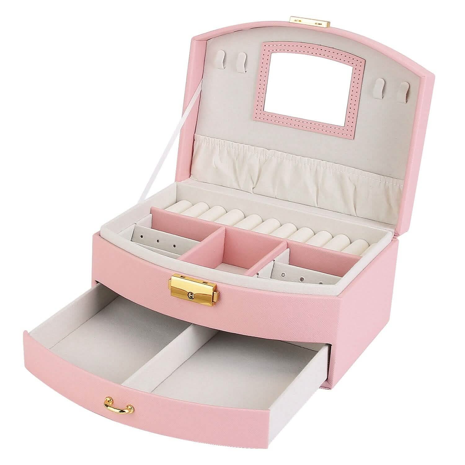 2-Layer Lockable Leather Jewelry Box Closet & Storage - DailySale