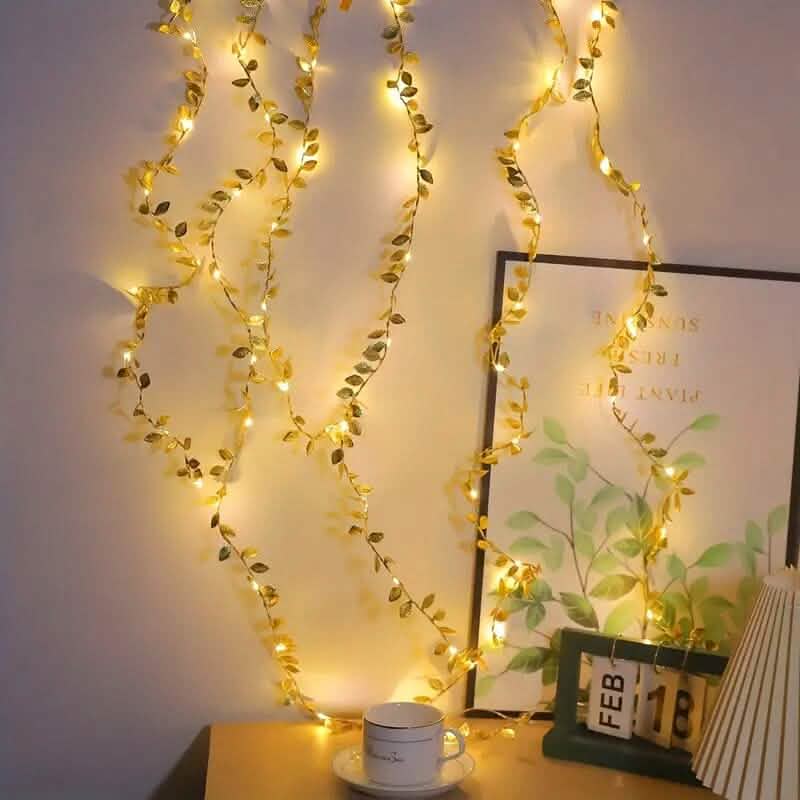 2 Meter 20 LED Simulation Golden Leaf Decoration String Lights String & Fairy Lights - DailySale