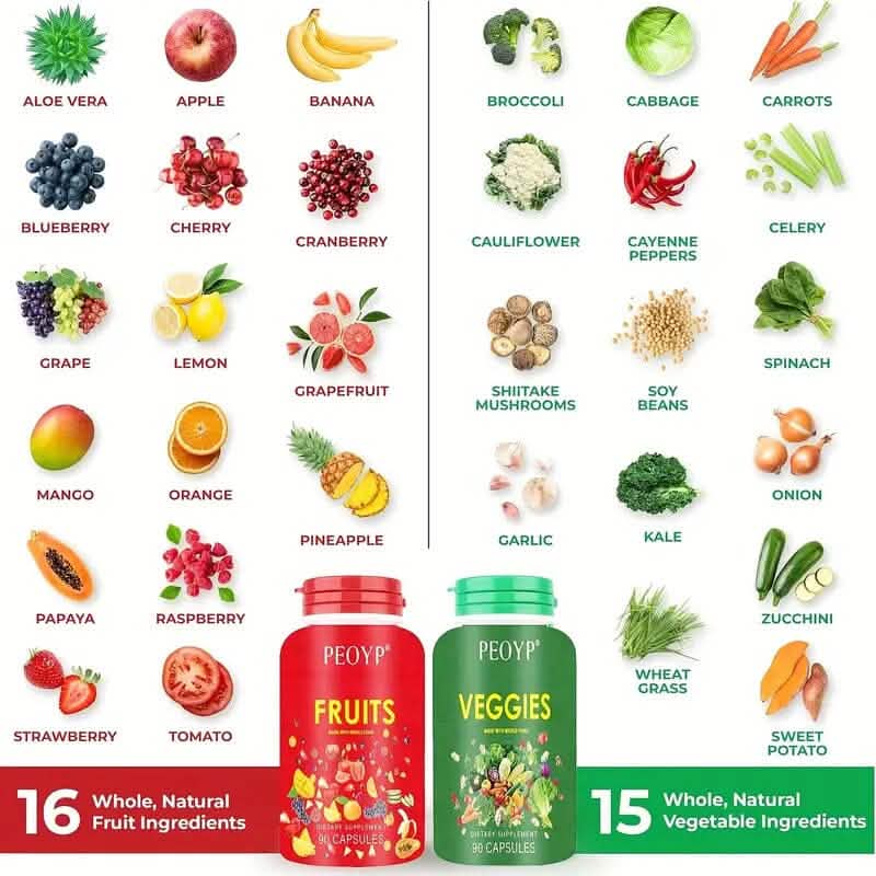 2-Pack: 100% Natural Fruits and Vegetables Supplement Wellness - DailySale