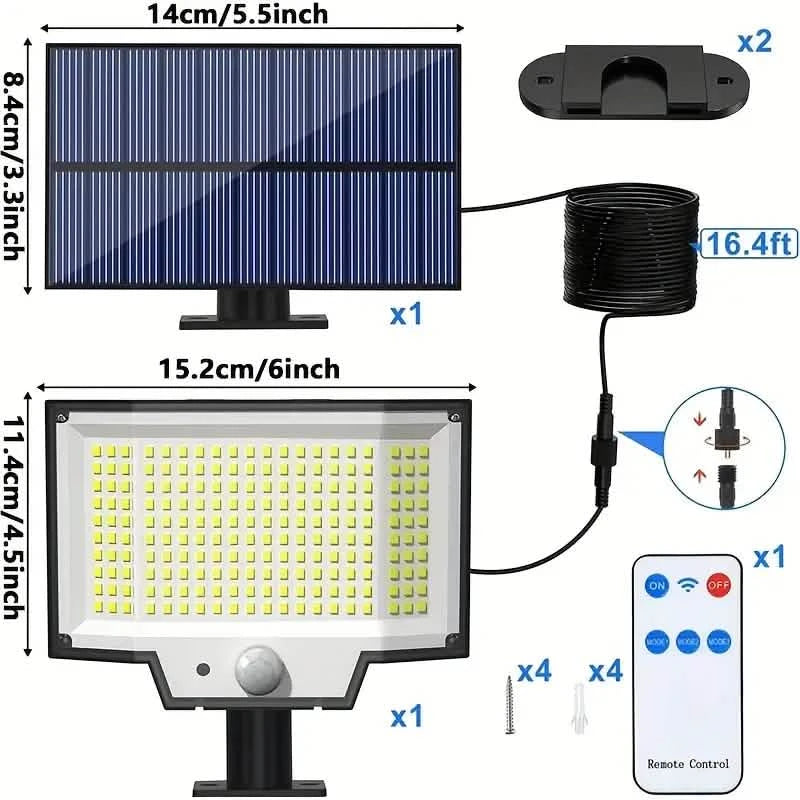 2-Pack: 328 LED/3Modes Upgraded Split Solar Motion Sensor Light Outdoor with Remote Outdoor Lighting - DailySale