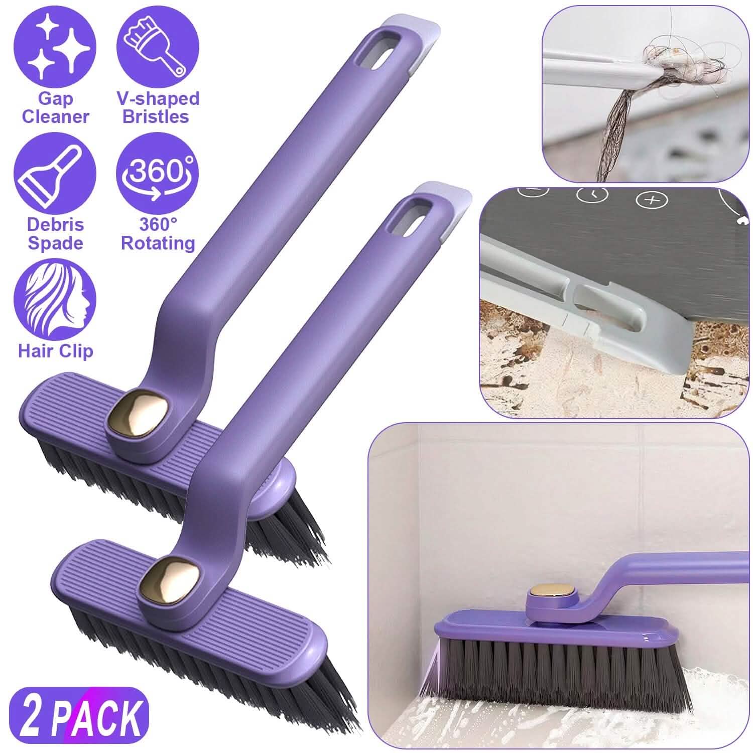 2-Pack: Crevice Cleaning Brush Stiff Bristle Brush Gap Cleaner Automotive - DailySale