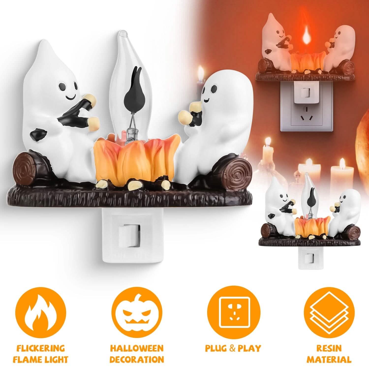 2-Pack: Ghost Campfire Flickering Flame Night Holiday Decor & Apparel - DailySale