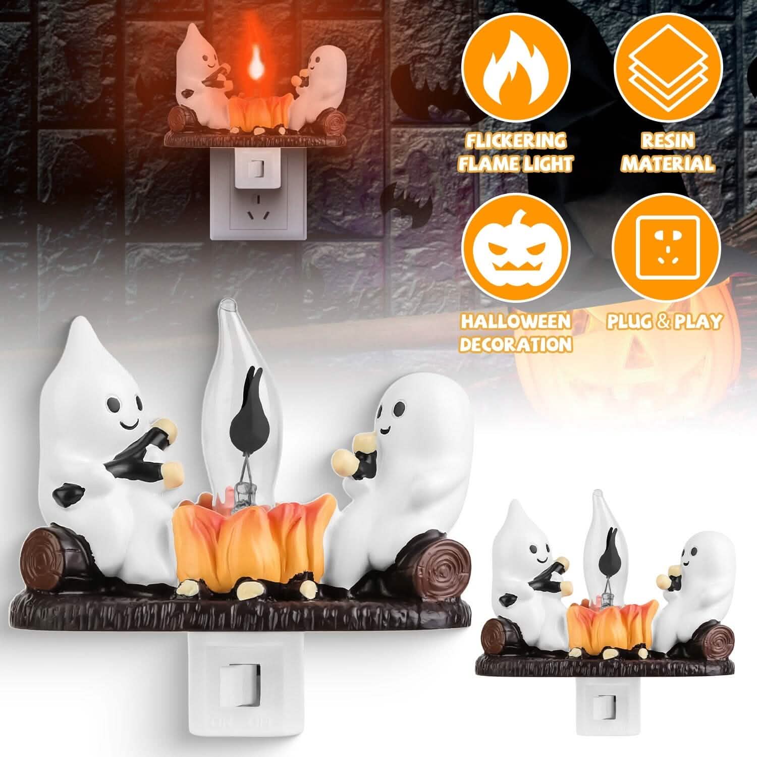 2-Pack: Ghost Campfire Flickering Flame Night Holiday Decor & Apparel - DailySale