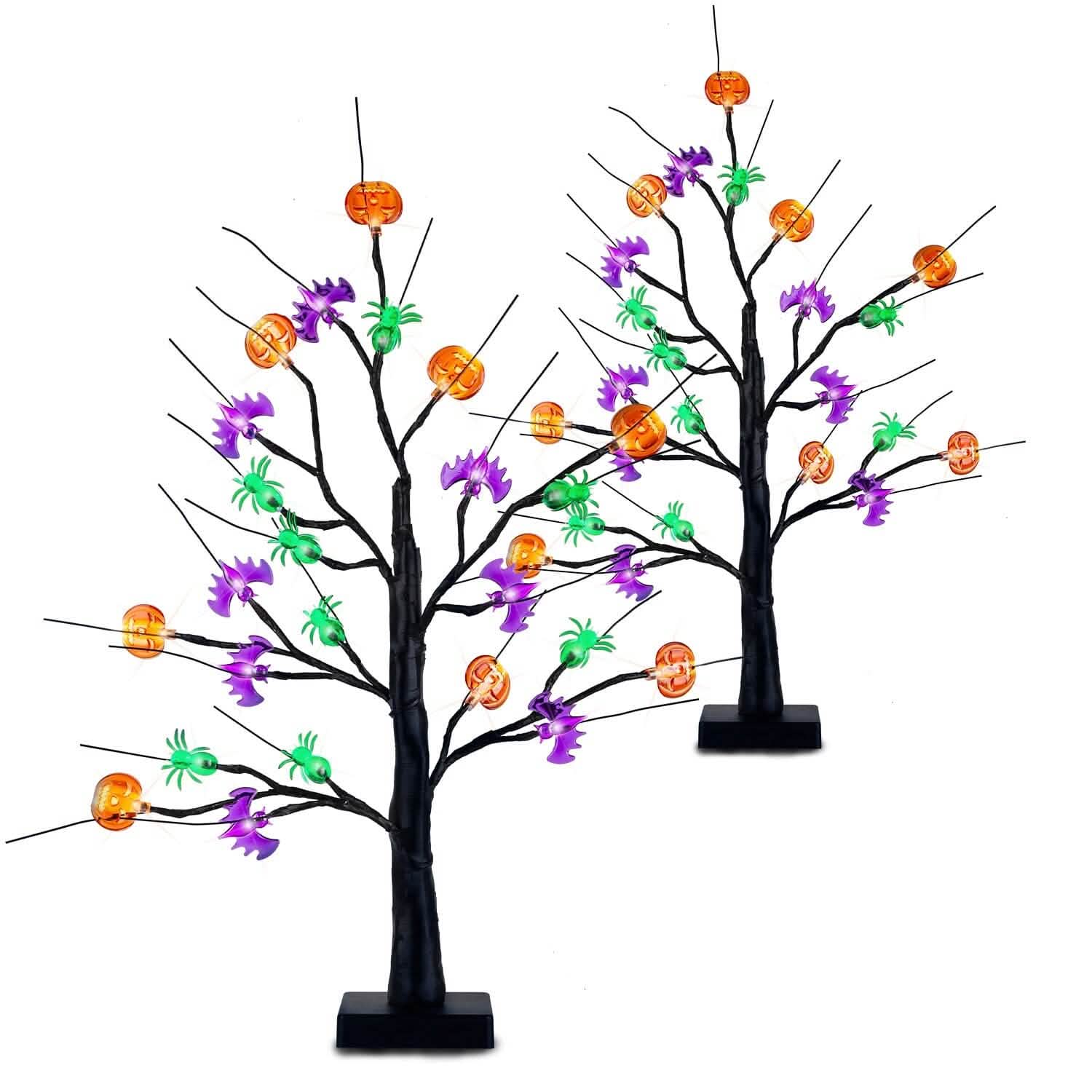 2-Pack: Lighted Halloween Trees with Timer and Adjustable Twigs Holiday Decor & Apparel - DailySale