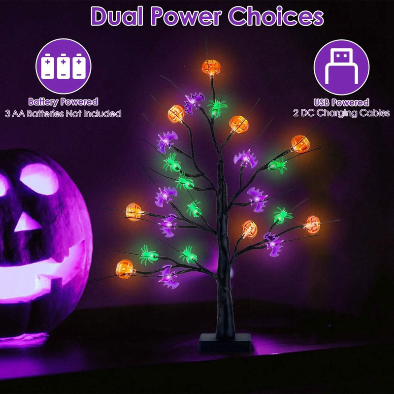 2-Pack: Lighted Halloween Trees with Timer and Adjustable Twigs Holiday Decor & Apparel - DailySale
