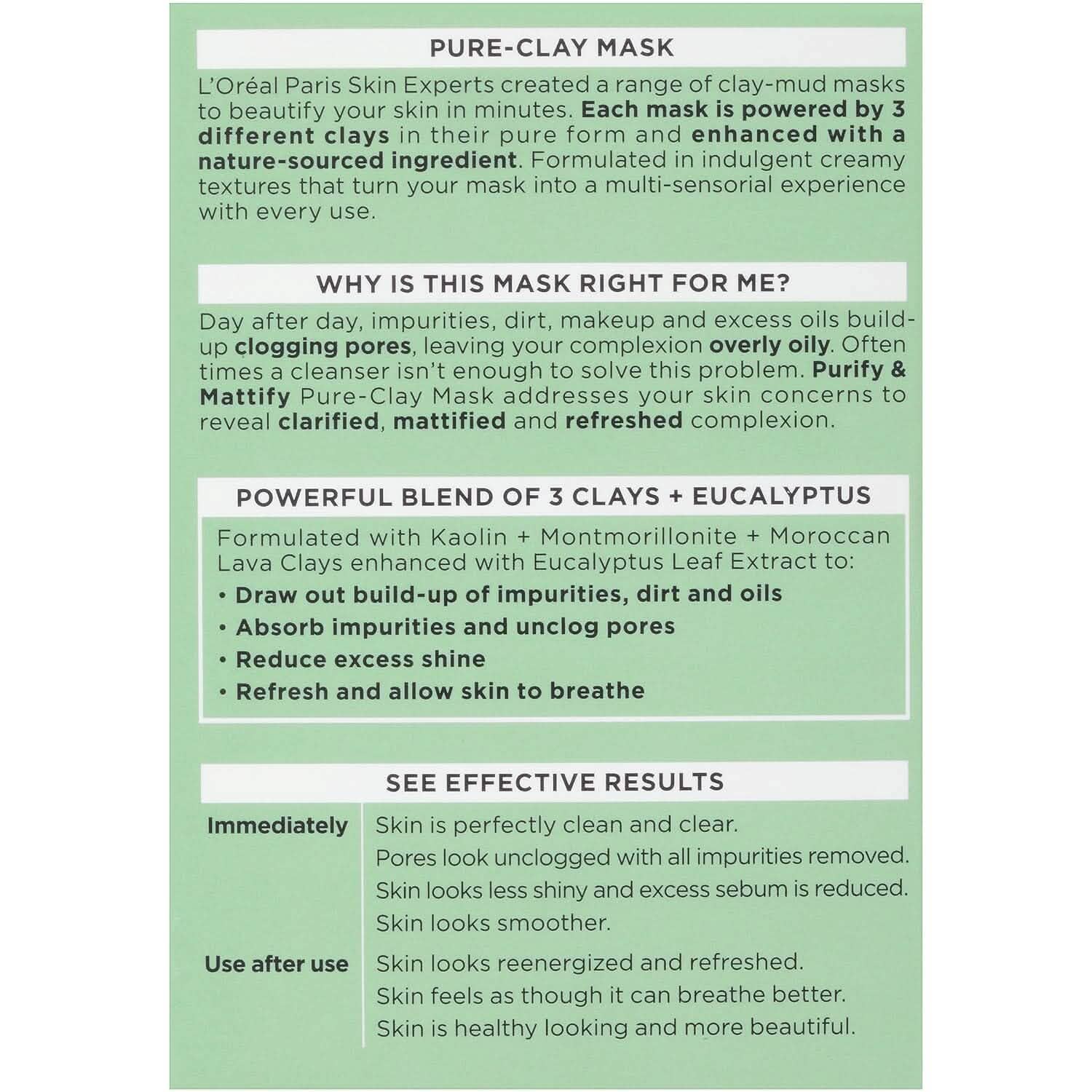 2-Pack: L'Oréal Paris Skincare Pure-Clay Face Mask with Eucalyptus for Oily and Shiny Skin to Purify and Matify Beauty & Personal Care - DailySale