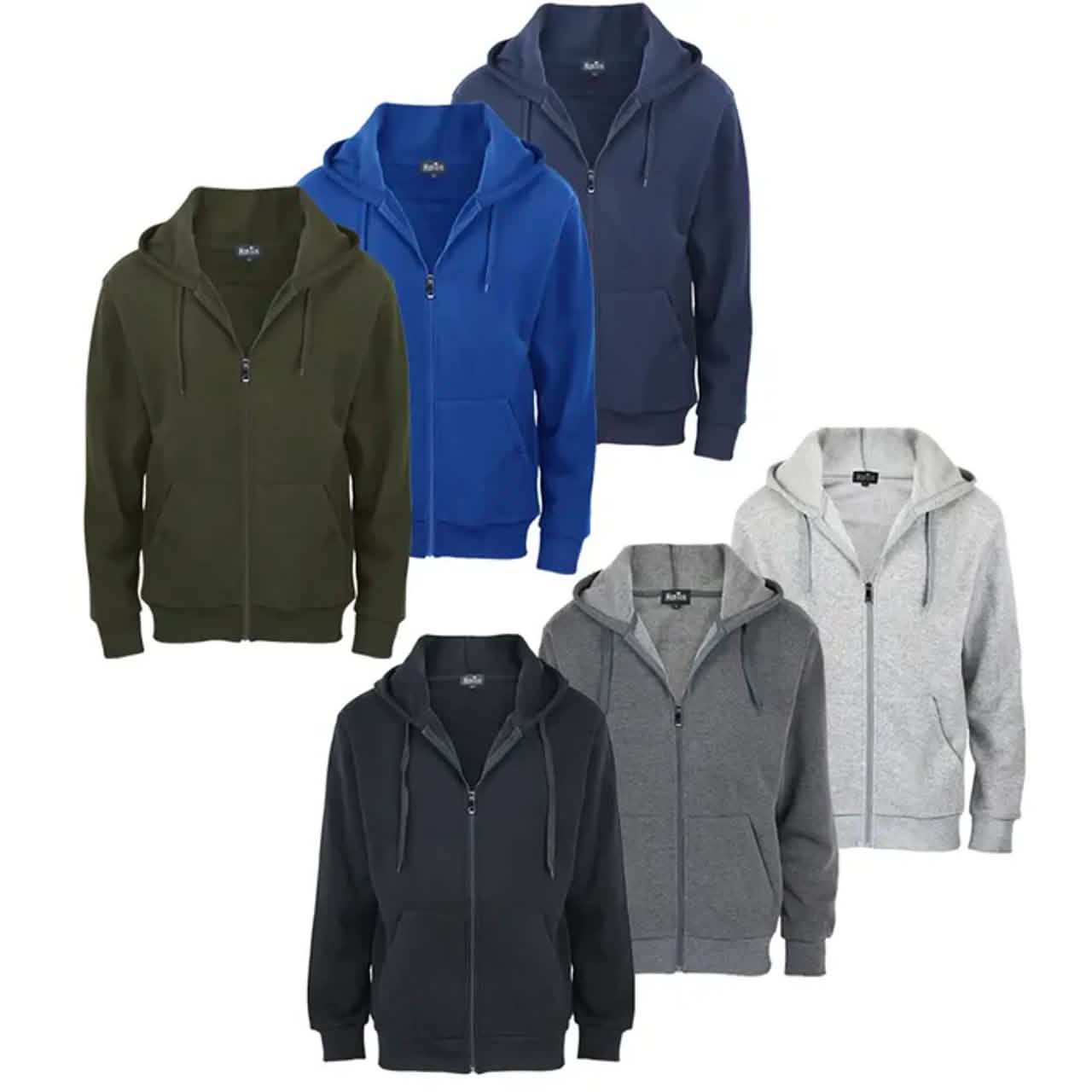 2-Pack: Men's Solid Color Full-Zip Fleece Hoodie, Assorted Men's Outerwear - DailySale