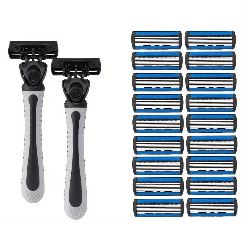 2-Pack: Stainless Steel Shaver with 18 Replacement Razor Blades Men's Grooming - DailySale