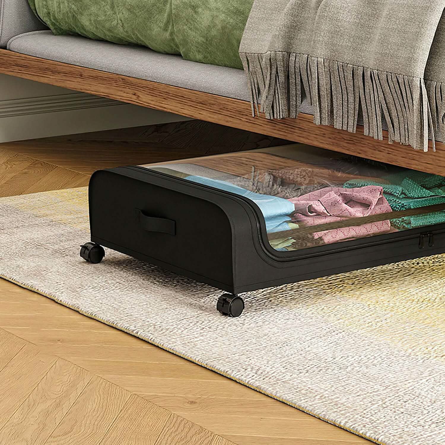 Under-Bed Storage Drawer with Wheels Multipurpose with Clear Window & Label