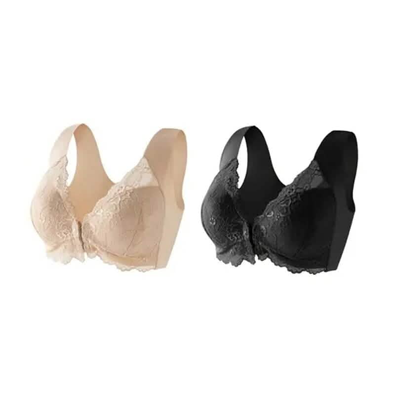 2-Pack: Women's Front Closure Bras Women's Swimwear & Lingerie Black/Beige S - DailySale