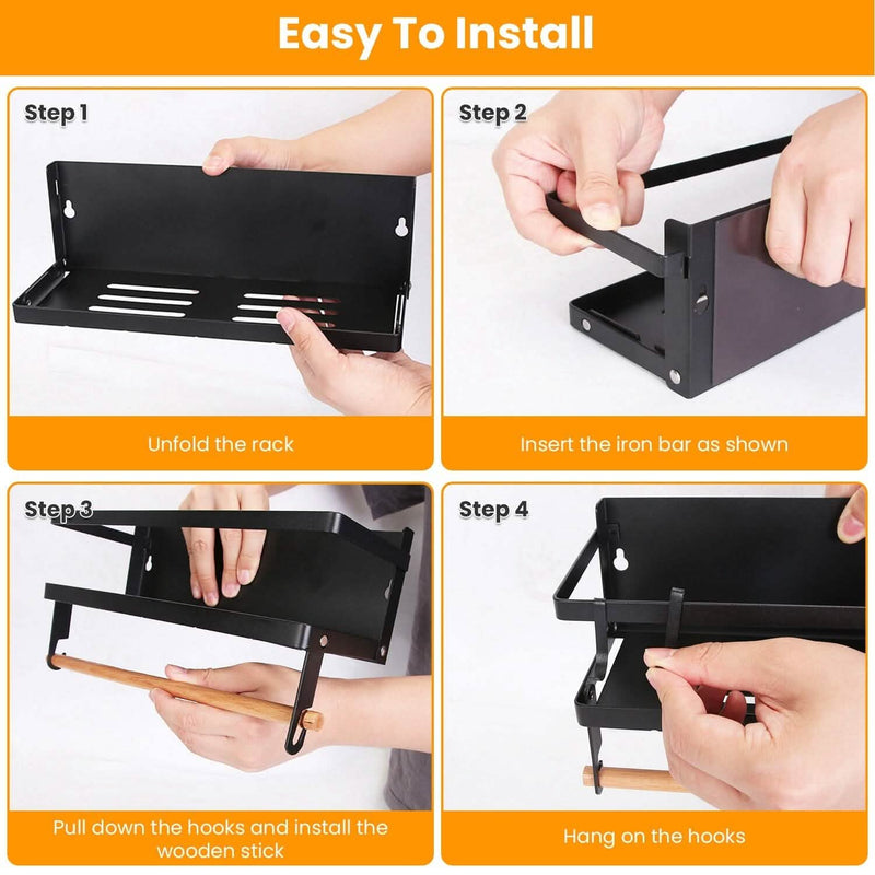2-Piece: Magnetic Spice Racks for Refrigerator with Paper Towel Holder Kitchen Storage - DailySale