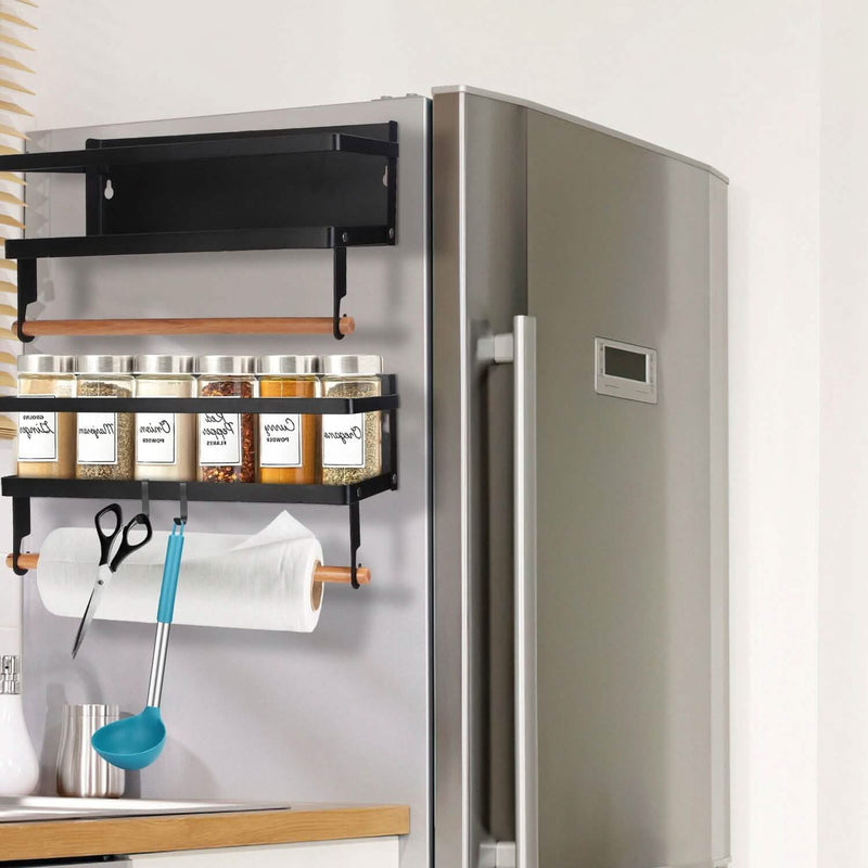 2-Piece: Magnetic Spice Racks for Refrigerator with Paper Towel Holder Kitchen Storage - DailySale