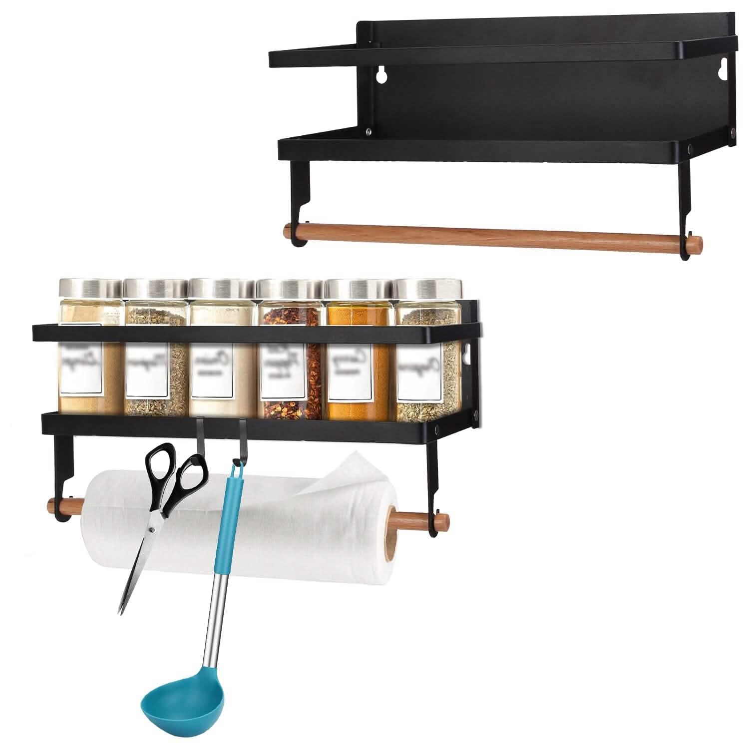 2-Piece: Magnetic Spice Racks for Refrigerator with Paper Towel Holder Kitchen Storage - DailySale