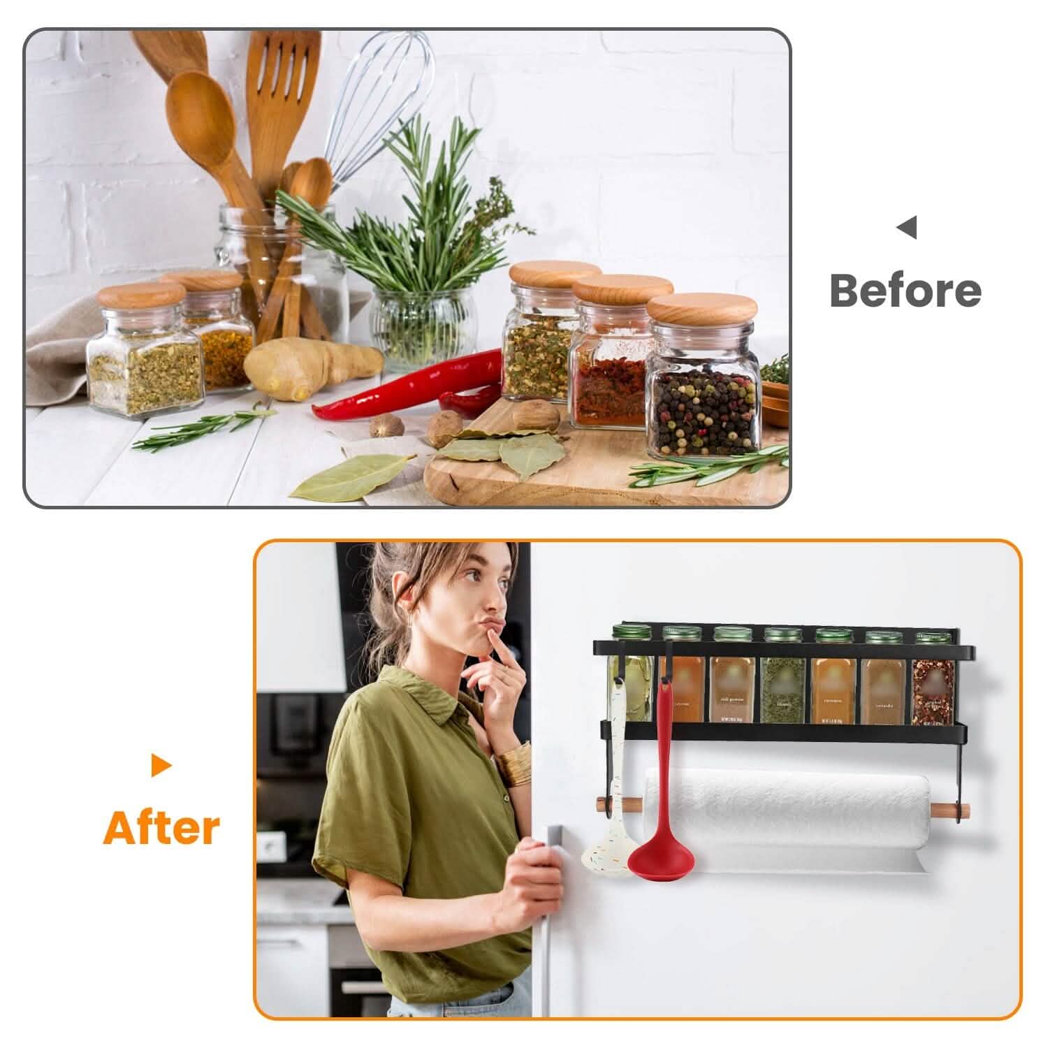 2-Piece: Magnetic Spice Racks for Refrigerator with Paper Towel Holder Kitchen Storage - DailySale