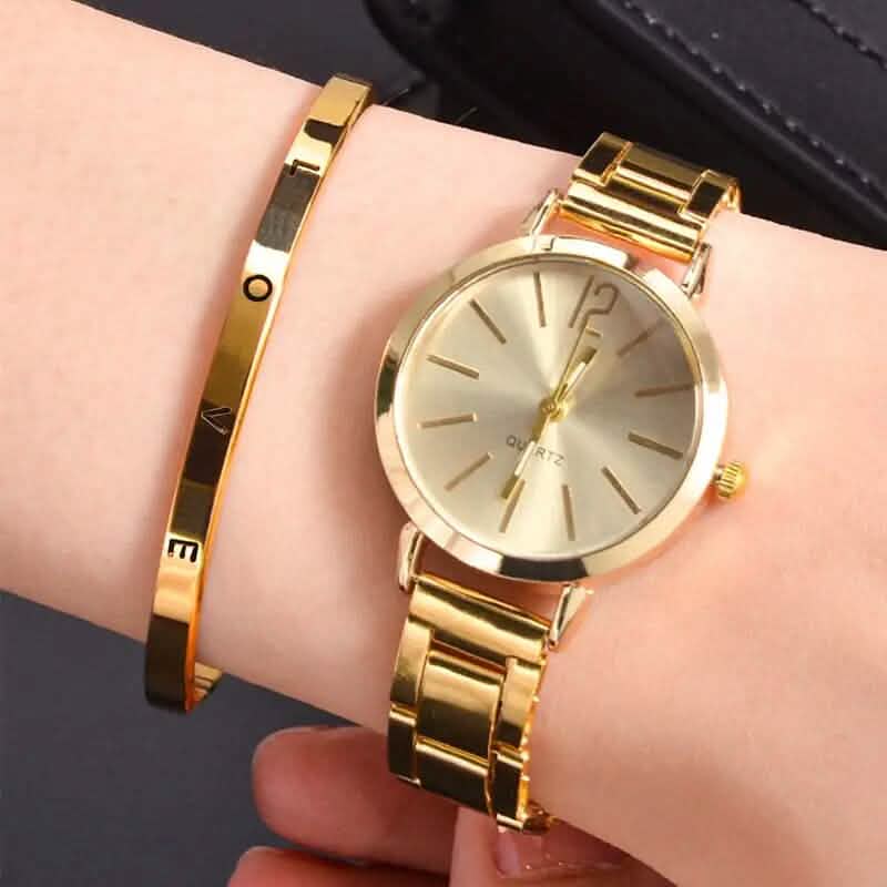 2-Piece Set: Digital Alloy with Quartz Watch and Love Bracelet Women's Shoes & Accessories - DailySale