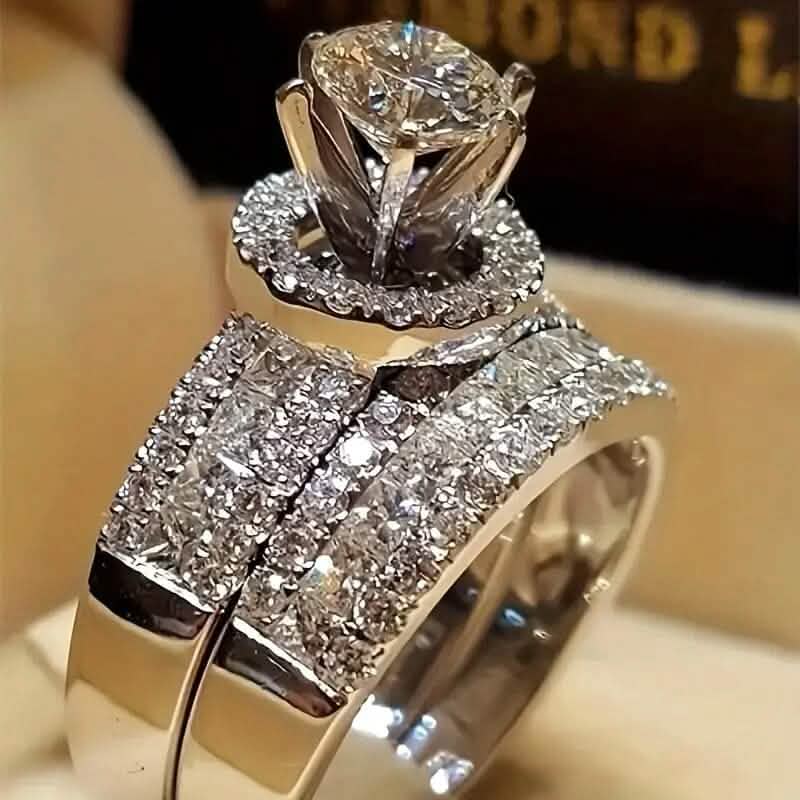 2-Piece Set: Elegant Square Cubic Zirconia Rings Rings 5 - DailySale