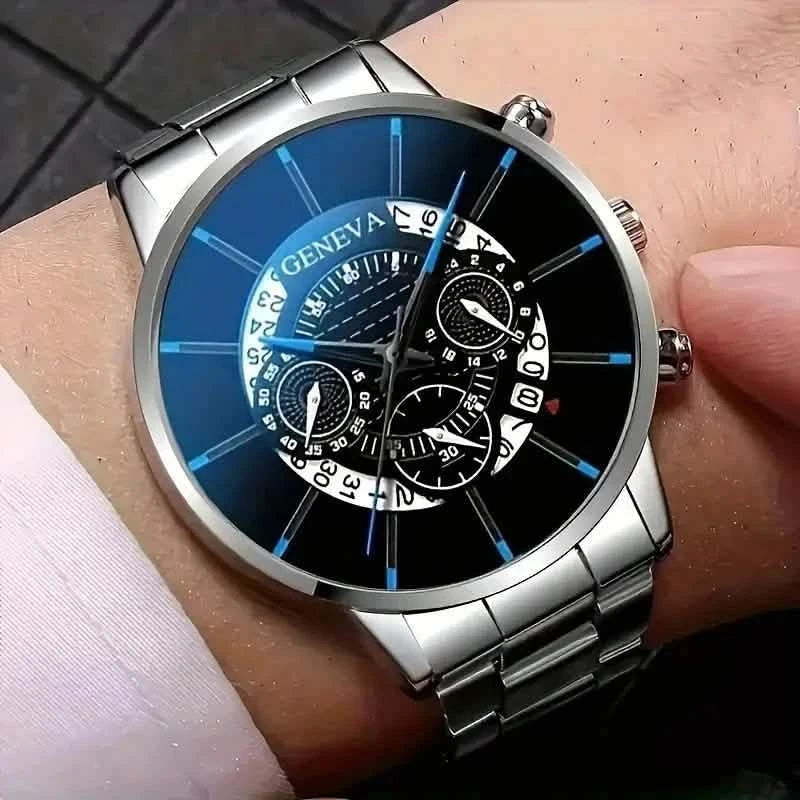2-Piece Set: Exquisite Men's Quartz Timepieces And Fashionable Stainless Steel Watch Chains Watches - DailySale