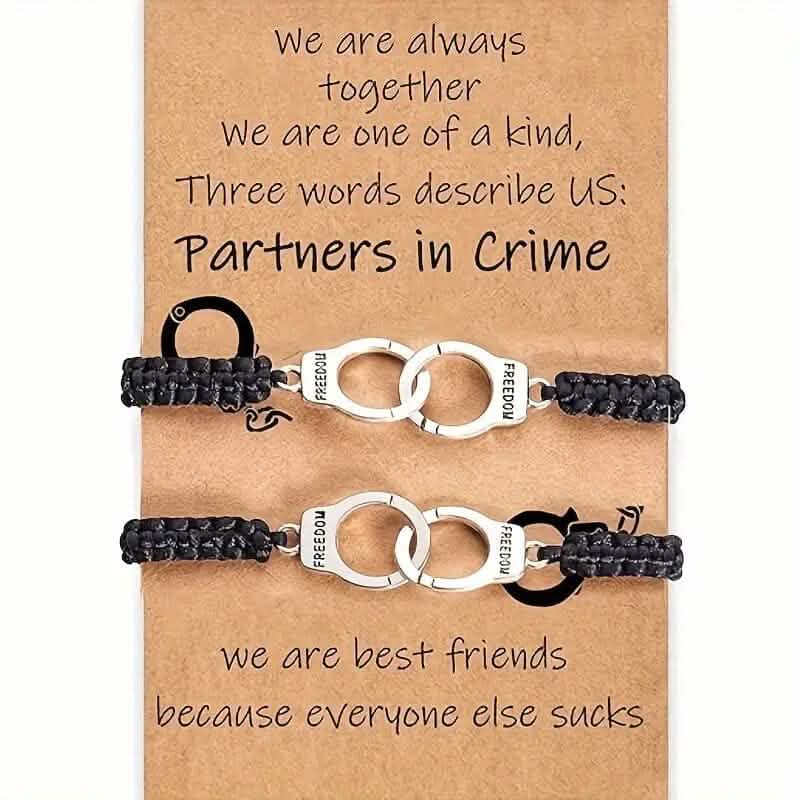 2-Pieces: Classic Vintage Handcuff Charm Friendship Bracelets Bracelets - DailySale