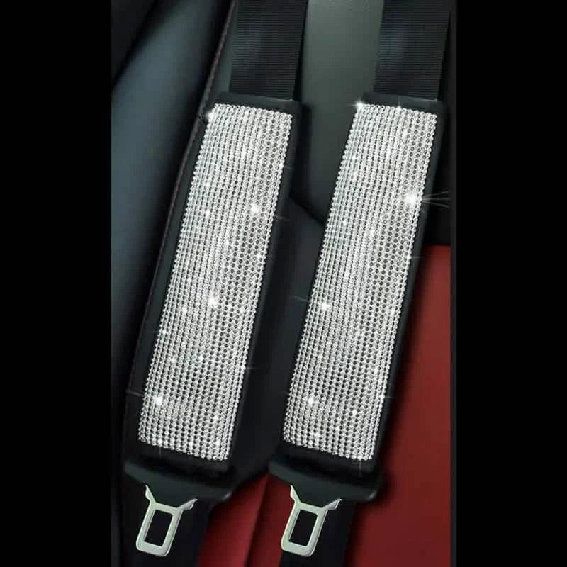 2-Pieces: Luxury Leather Seat Belt Protectors Automotive White - DailySale