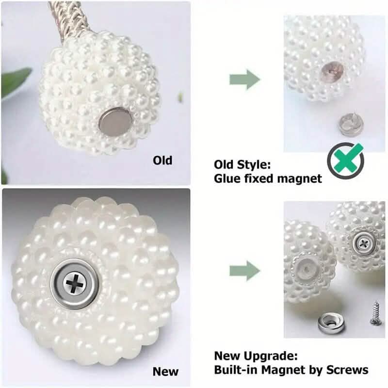 2-Pieces: Magnetic Curtain Tiebacks with Faux Pearls Furniture & Decor - DailySale
