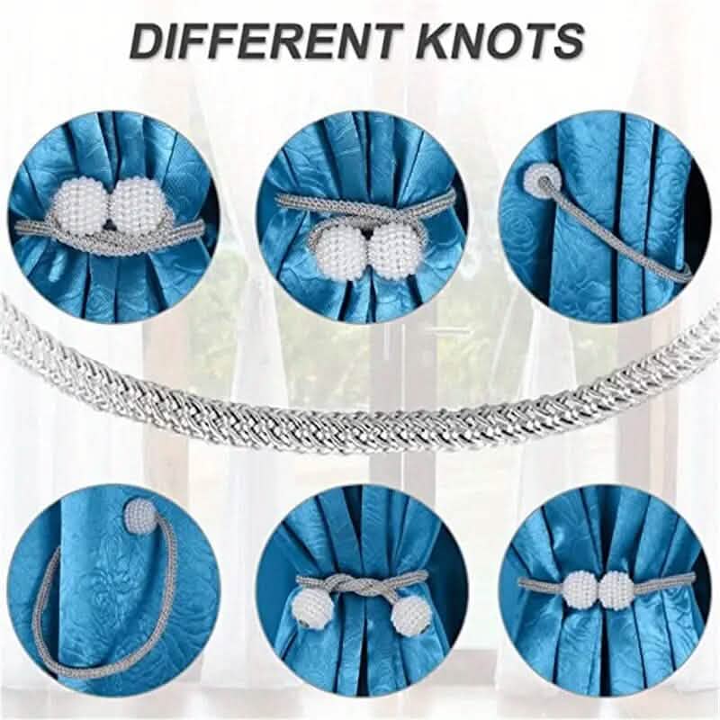 2-Pieces: Magnetic Curtain Tiebacks with Faux Pearls Furniture & Decor - DailySale