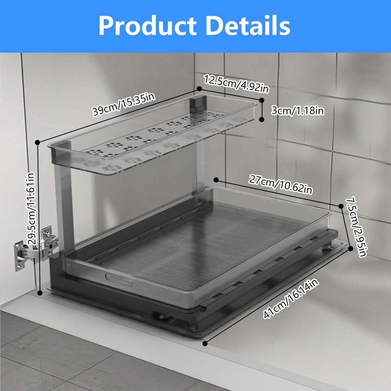 2-Tier Pull Out Under Sink Organizer Kitchen Storage - DailySale