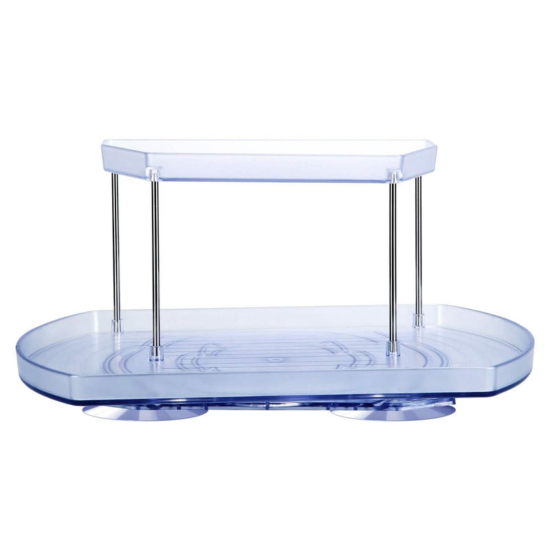 2-Tier Turntable Organizer Rectangular Refrigerator Spinner Storage Rack with 360° Rotatable Slide Rail Kitchen Storage - DailySale